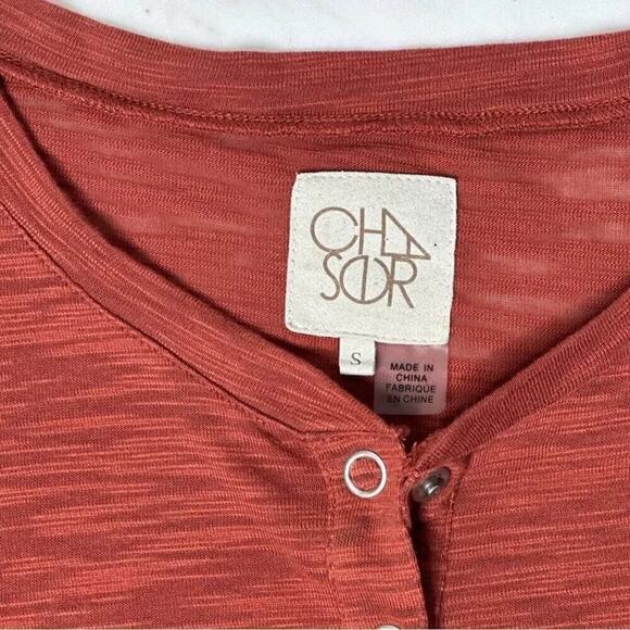 Chaser Slub Jersey Long Sleeve Sheer Lightweight Burnt Orange Henley Size Small - Picture 11 of 13